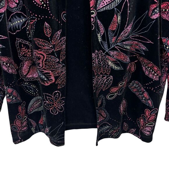 Notations Velvet Pink Red Sparkle Glitter Black Jacket Shell Christmas Size 1X - Picture 4 of 7